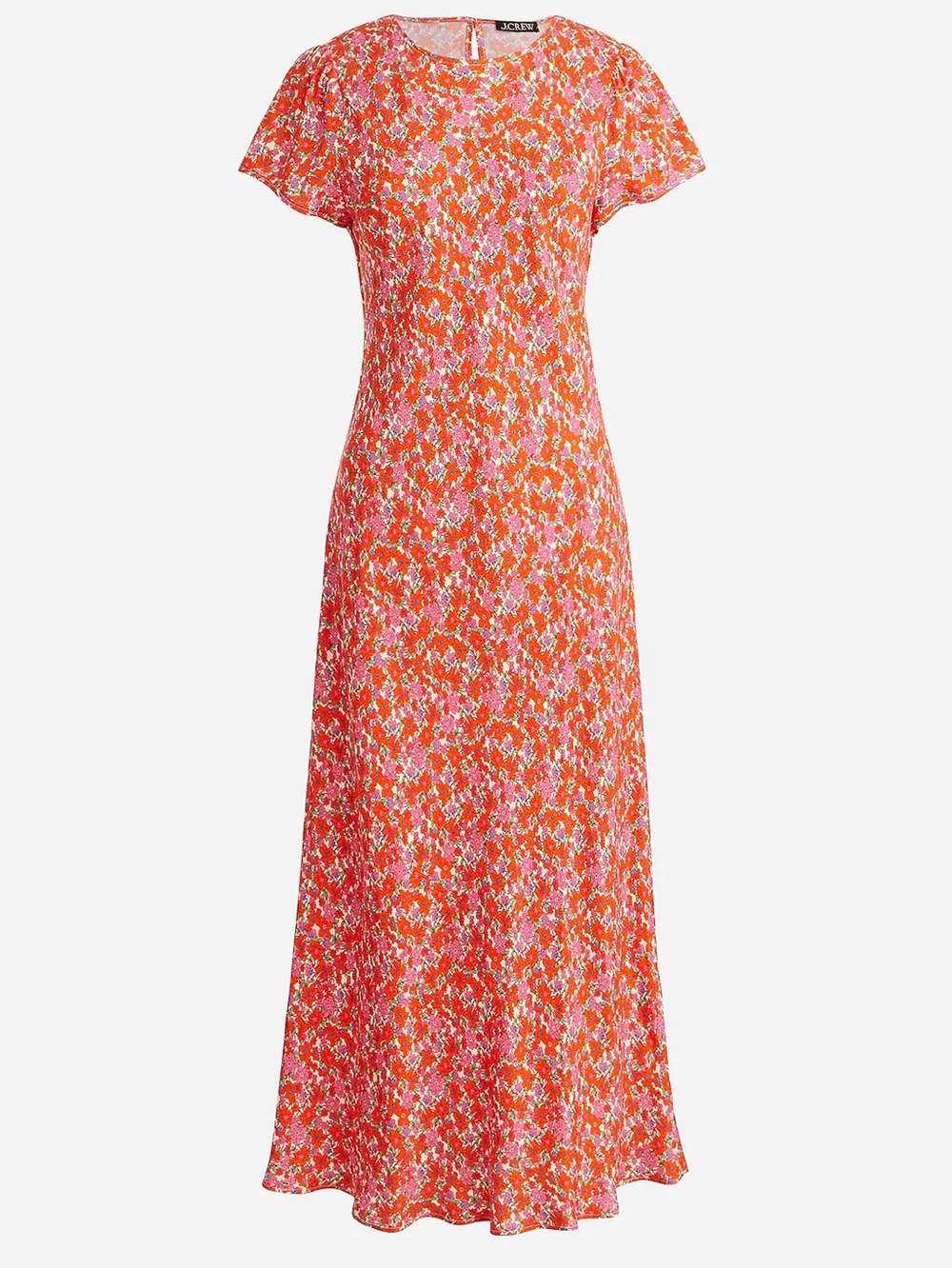 J. Crew Short Sleeve Gwyneth Cupro Blend Slip Dress Brilliant Blooms Floral Red